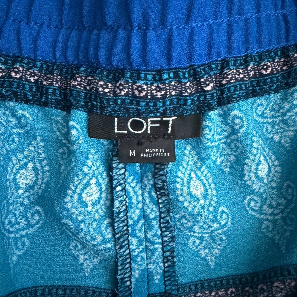 Ann Taylor Pattern Bohemian Tasseled Shorts Blue Size Medium Pattern Batik Gypsy - Picture 2 of 9
